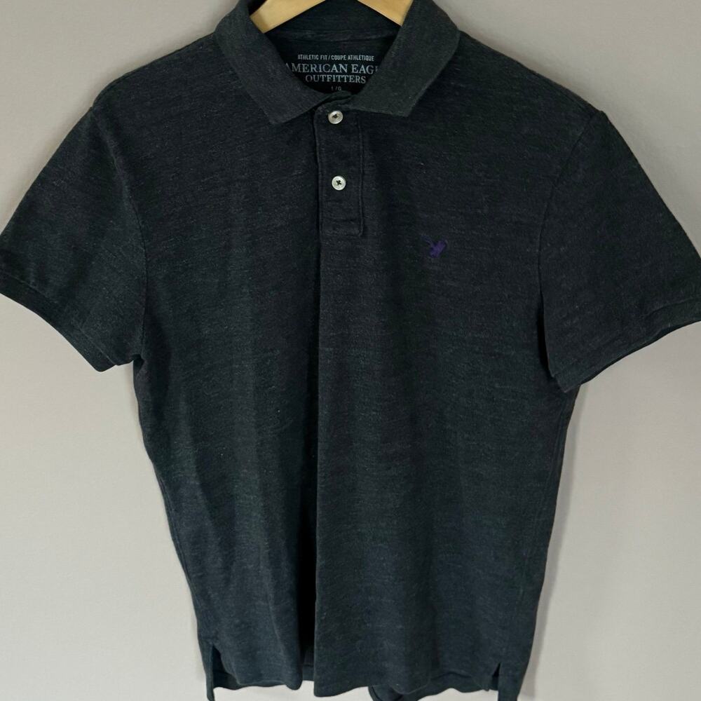 American Eagle Black Polo Shirt Large